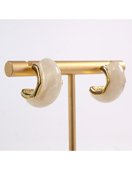 Kolczyki ZŁOTE ZAWIJASY STAL CHIRURGICZNA LOLITA AKCESORIA ECRU