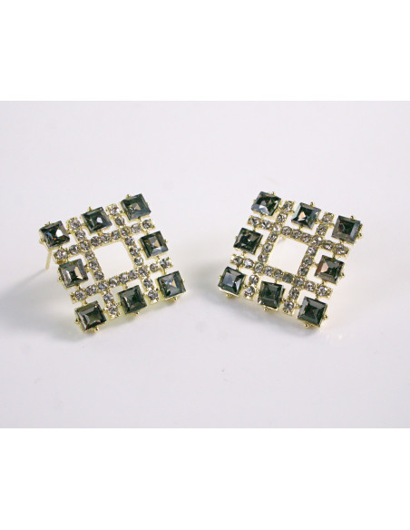 Kolczyki WIECZOROWE KWADRATY  LOLITA AKCESORIA srebrny sztyft 925