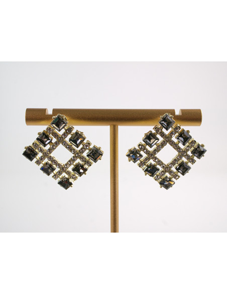 Kolczyki WIECZOROWE KWADRATY  LOLITA AKCESORIA srebrny sztyft 925