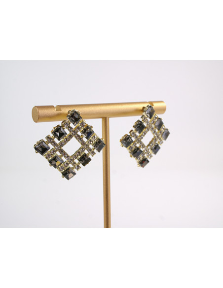 Kolczyki WIECZOROWE KWADRATY  LOLITA AKCESORIA srebrny sztyft 925