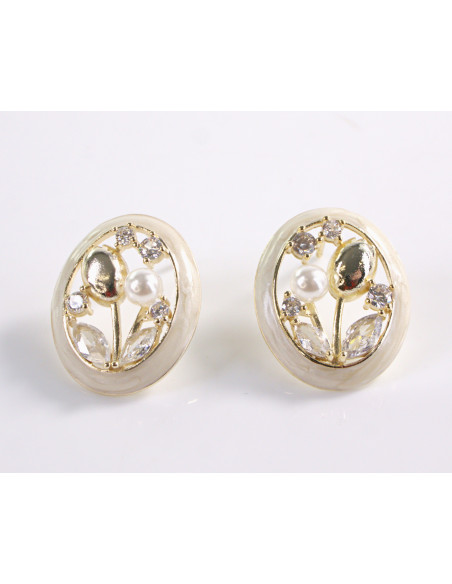 Kolczyki ECRU KWIATKI TULIPANY Z PERŁĄ LOLITA AKCESORIA srebrny sztyft 925