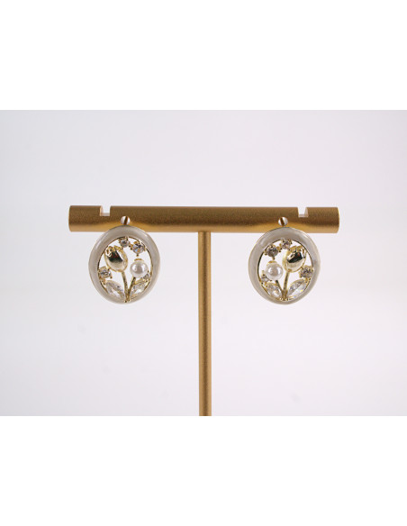 Kolczyki ECRU KWIATKI TULIPANY Z PERŁĄ LOLITA AKCESORIA srebrny sztyft 925