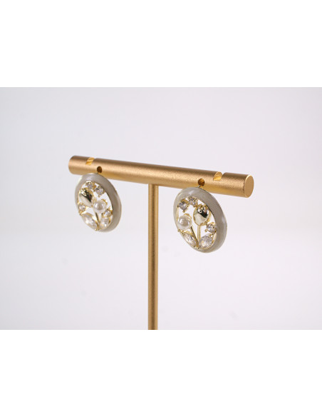 Kolczyki ECRU KWIATKI TULIPANY Z PERŁĄ LOLITA AKCESORIA srebrny sztyft 925