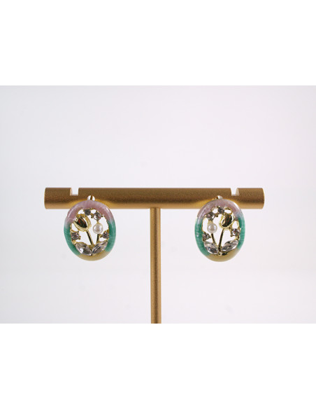 Kolczyki  KWIATKI TULIPANY Z PERŁĄ LOLITA AKCESORIA srebrny sztyft 925