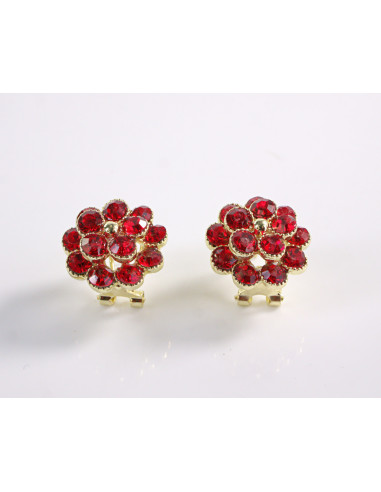 Kolczyki CZERWONE  KWIATKI Z CYRKONIAMI LOLITA...