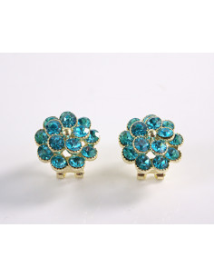 Kolczyki TURKUSOWE  KWIATKI Z CYRKONIAMI LOLITA AKCESORIA...