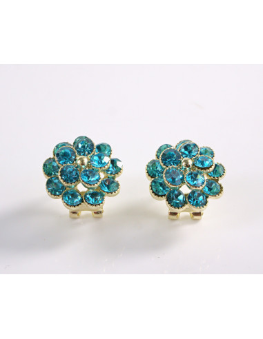 Kolczyki TURKUSOWE  KWIATKI Z CYRKONIAMI LOLITA...