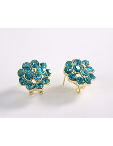Kolczyki TURKUSOWE  KWIATKI Z CYRKONIAMI LOLITA...