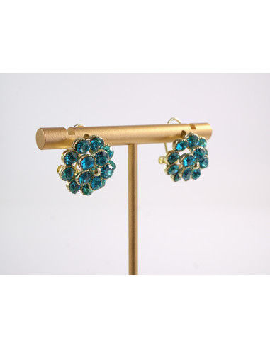 Kolczyki TURKUSOWE  KWIATKI Z CYRKONIAMI LOLITA...
