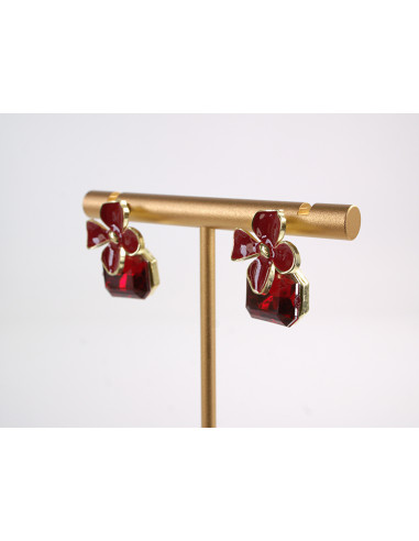 Kolczyki CZERWONE  KWIATKI Z KAMIENIEM LOLITA...
