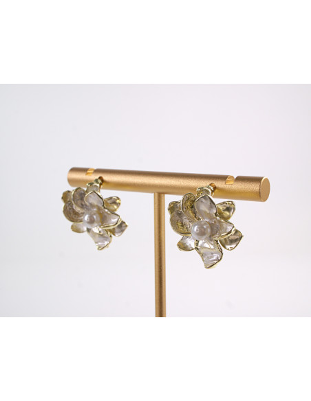 Kolczyki  KWIATKI Z PERŁĄ LOLITA AKCESORIA srebrny sztyft 925