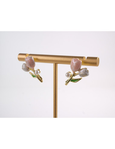 Kolczyki  KWIATKI TULIPANY Z PERŁĄ LOLITA...