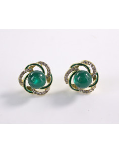 Kolczyki  WIANKI Z ZIELONĄ PERŁĄ LOLITA AKCESORIA srebrny...