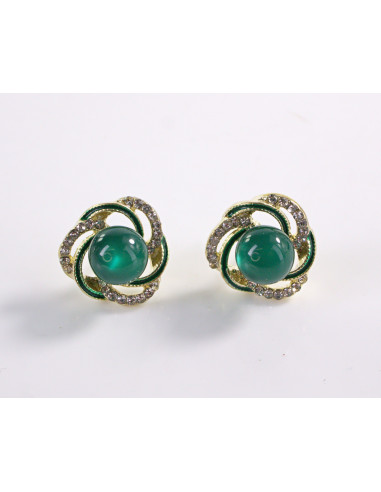 Kolczyki  WIANKI Z ZIELONĄ PERŁĄ LOLITA...