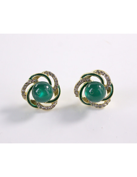 Kolczyki  WIANKI Z ZIELONĄ PERŁĄ LOLITA AKCESORIA srebrny sztyft 925