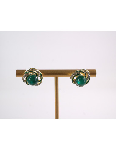 Kolczyki  WIANKI Z ZIELONĄ PERŁĄ LOLITA...