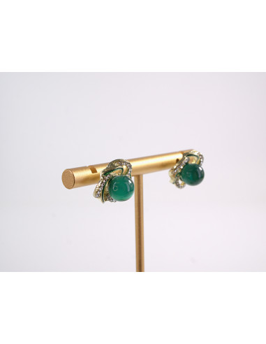 Kolczyki  WIANKI Z ZIELONĄ PERŁĄ LOLITA...