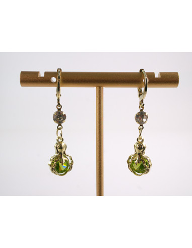 Kolczyki WISZĄCE ZIELONE OCZKO  LOLITA...