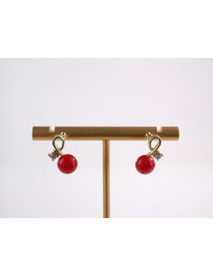 Kolczyki ZAWIJASY Z CZERWONĄ  Z PERŁĄ  LOLITA AKCESORIA...