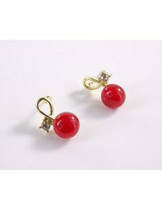 Kolczyki ZAWIJASY Z CZERWONĄ  Z PERŁĄ  LOLITA AKCESORIA... 2