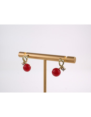 Kolczyki ZAWIJASY Z CZERWONĄ  Z PERŁĄ  LOLITA...