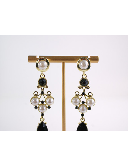 Kolczyki WIECZOROWE Z PERŁAMI LOLITA AKCESORIA srebrny sztyft 925