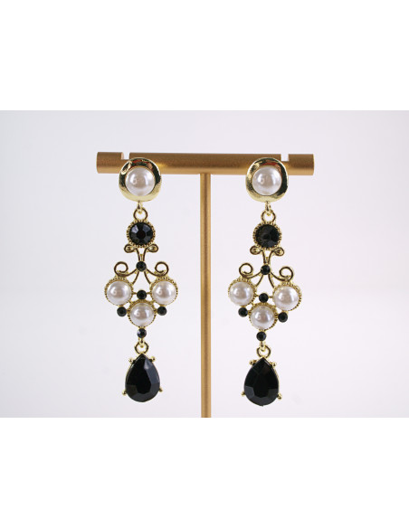 Kolczyki WIECZOROWE Z PERŁAMI LOLITA AKCESORIA srebrny sztyft 925