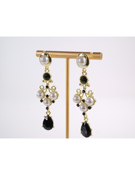 Kolczyki WIECZOROWE Z PERŁAMI LOLITA AKCESORIA srebrny sztyft 925