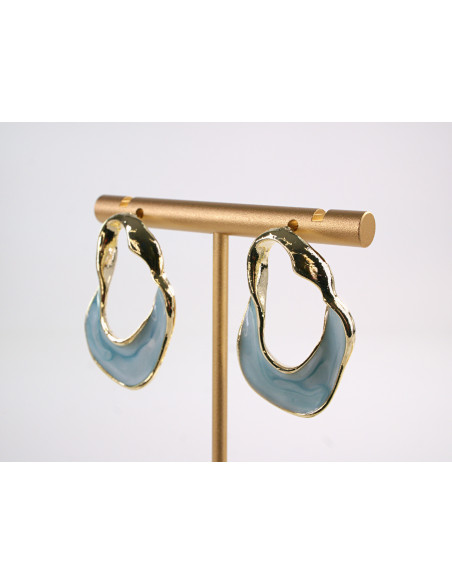 Kolczyki NIEBIESKIE  NIEREGULARNE KOŁA LOLITA AKCESORIA srebrny sztyft 925