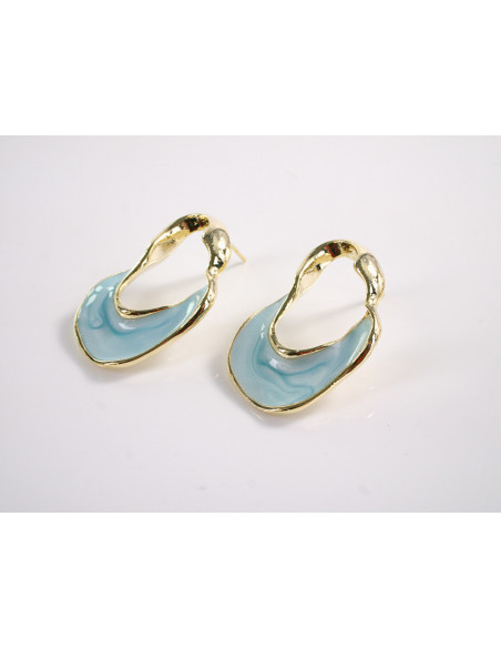 Kolczyki NIEBIESKIE  NIEREGULARNE KOŁA LOLITA AKCESORIA srebrny sztyft 925