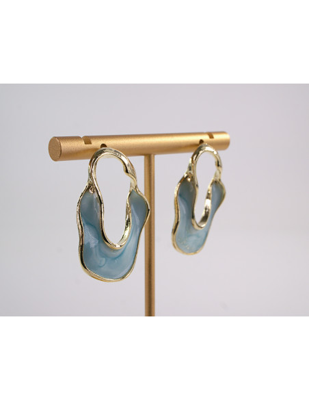 Kolczyki NIEBIESKIE  NIEREGULARNE KOŁA LOLITA AKCESORIA srebrny sztyft 925