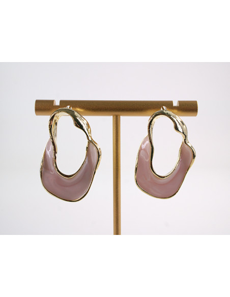 Kolczyki RÓŻOWE  NIEREGULARNE KOŁA LOLITA AKCESORIA srebrny sztyft 925