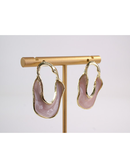 Kolczyki RÓŻOWE  NIEREGULARNE KOŁA LOLITA AKCESORIA srebrny sztyft 925