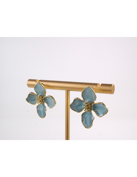 Kolczyki TURKUSOWE KWIATKI KWIATY  LOLITA AKCESORIA srebrny sztyft 925