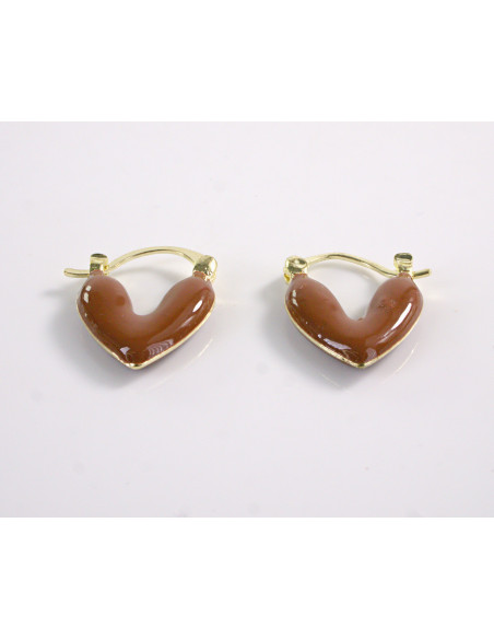 Kolczyki BRĄZOWE SERDUSZKA SERCA LOLITA AKCESORIA srebrny sztyft 925