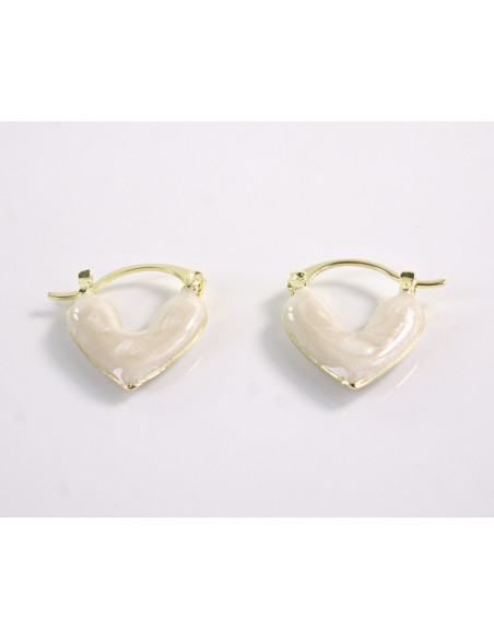 Kolczyki BIAŁE SERDUSZKA SERCA LOLITA AKCESORIA srebrny sztyft 925