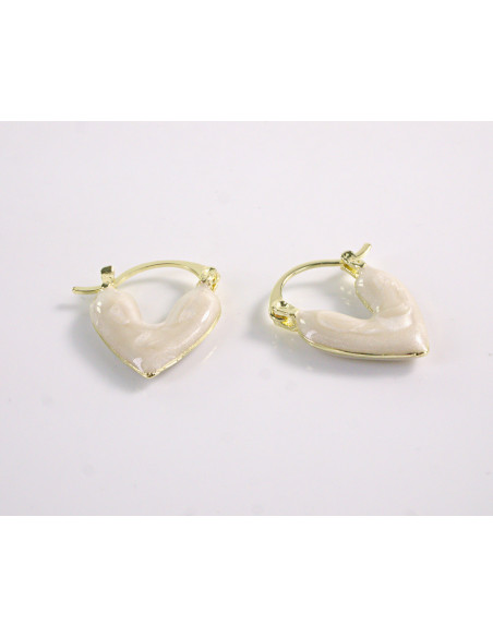 Kolczyki BIAŁE SERDUSZKA SERCA LOLITA AKCESORIA srebrny sztyft 925