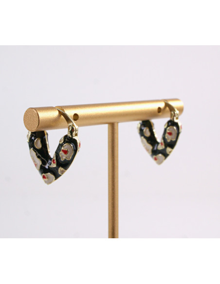 Kolczyki CZARNESERDUSZKA SERCA LOLITA AKCESORIA srebrny sztyft 925