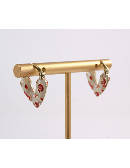 Kolczyki BIAŁE SERDUSZKA SERCA LOLITA AKCESORIA srebrny sztyft 925