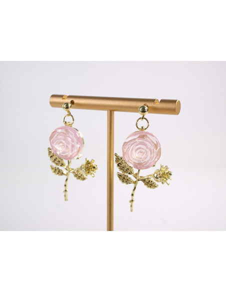 Kolczyki RÓŻA RÓŻE RÓŻOWE  LOLITA AKCESORIA srebrny sztyft 925