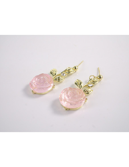 Kolczyki RÓŻA RÓŻE RÓŻOWE  LOLITA AKCESORIA srebrny sztyft 925