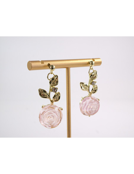 Kolczyki RÓŻA RÓŻE RÓŻOWE  LOLITA AKCESORIA srebrny sztyft 925