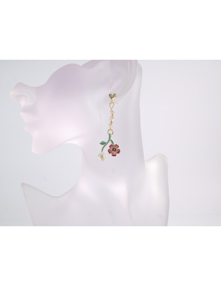 Kolczyki RÓŻA RÓŻE KWIATKI  LOLITA AKCESORIA srebrny sztyft 925