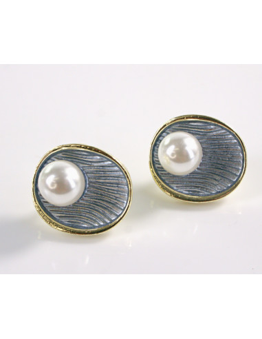 Kolczyki NIEBIESKIE MUSZLE Z PERŁĄ LOLITA...