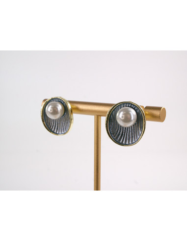 Kolczyki NIEBIESKIE MUSZLE Z PERŁĄ LOLITA...