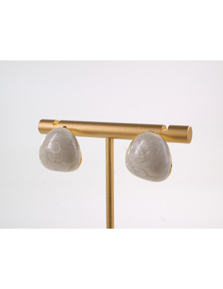 Kolczyki BAŁY ECRU MELANŻ A'LA GUZIK LOLITA AKCESORIA srebrny sztyft 925