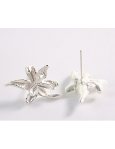 Kolczyki ASYMETRYCZNE  KWIATY SREBRNE KWIATKI...