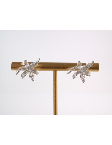 Kolczyki ASYMETRYCZNE  KWIATY SREBRNE KWIATKI...