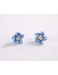 Kolczyki   KWIATY NIEBIESKIE KWIATKI  1 CM LOLITA...