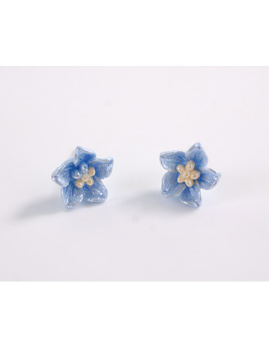 Kolczyki   KWIATY NIEBIESKIE KWIATKI  1 CM...